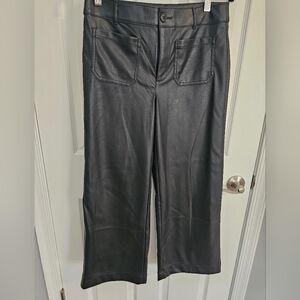 LOFT Black Wide-Leg Faux Leather Pants